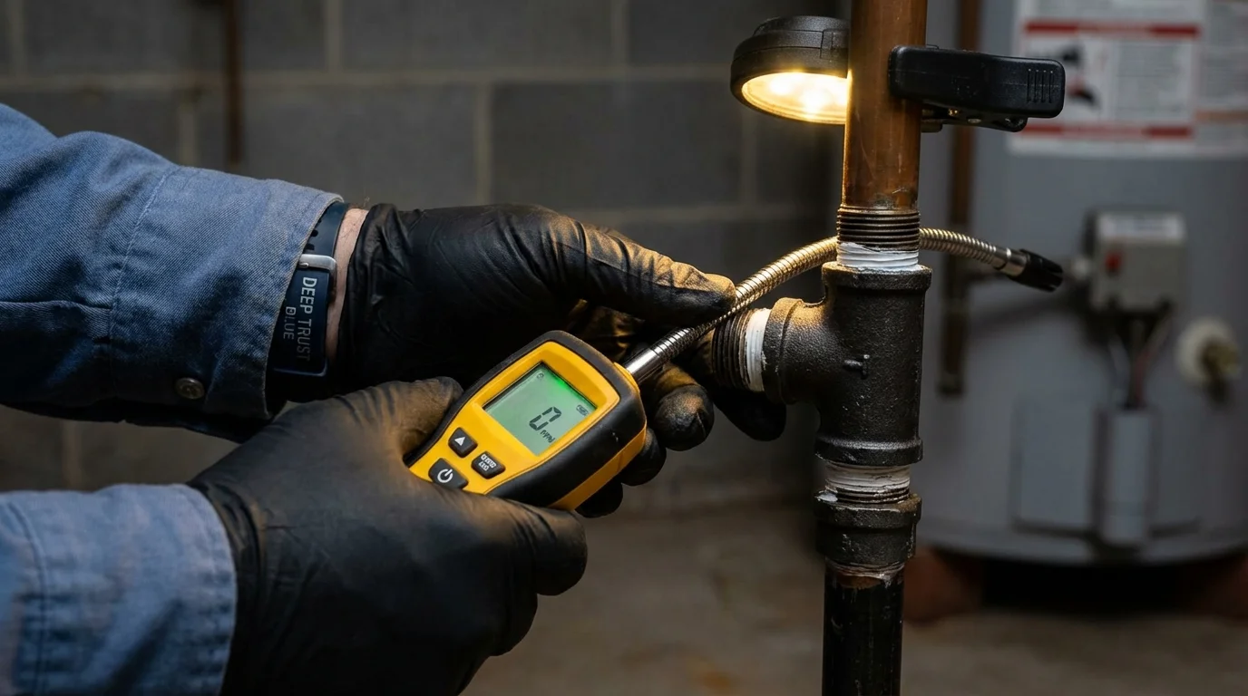 Gas leak detection with electronic sniffer by Johns Plumbing LLC in Linden