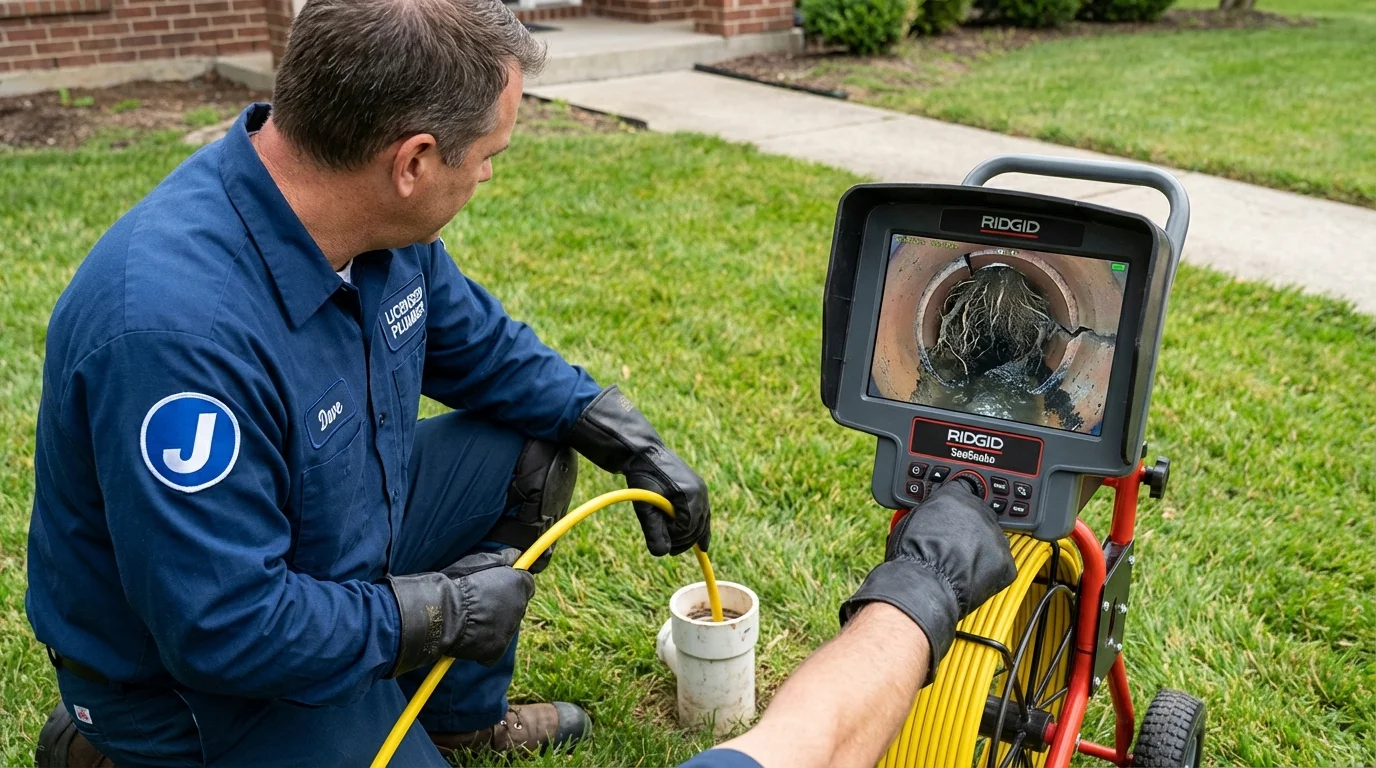 Sewer camera inspection being performed by Johns Plumbing LLC in Linden
