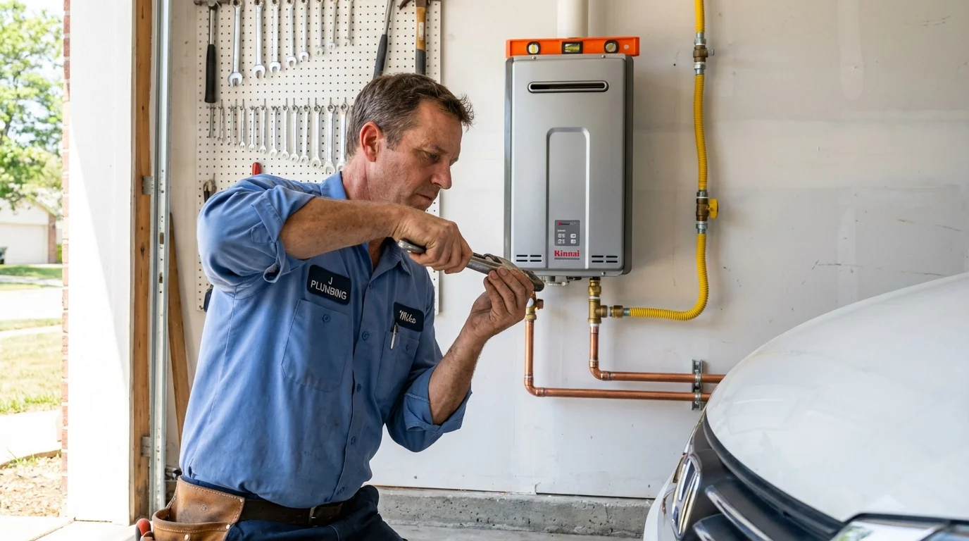 Tankless water heater installation by a Johns Plumbing LLC plumber in Linden
